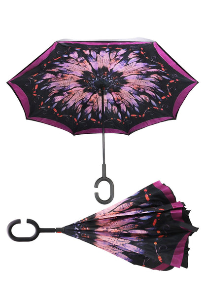 Reverse Manual Inside-out Open-fold Double Canopy Umbrella