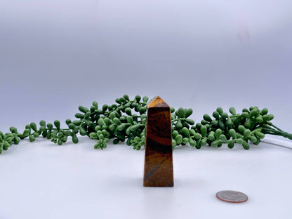 Tiger Eye Gemstone Tower Obelisk 4 Faceted 7.5CM Aprox