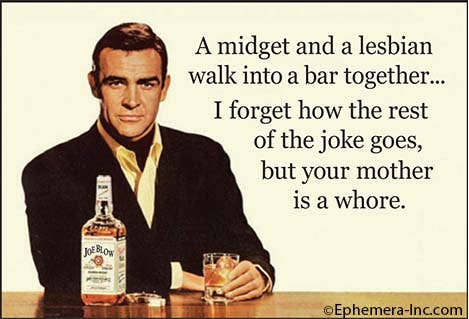 Magnet-A midget and a lesbian walk into a bar together..