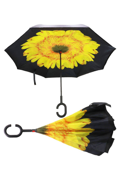 Reverse Manual Inside-out Open-fold Double Canopy Umbrella