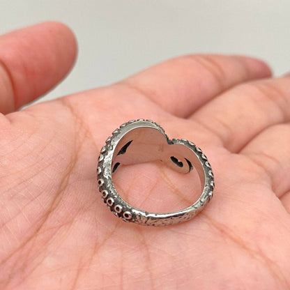 Blue Cats Eye Octopus Tentacle Stainless Steel Ring