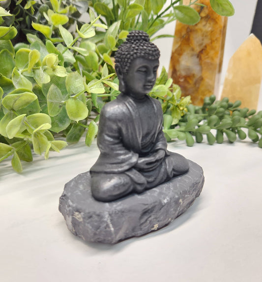 Shungite Figurine Buddha (3.5x3x2 Inches) (EMF Protection)