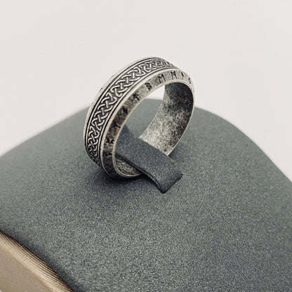 Stainless Steel Vintage Celtic knot Viking Rune Ring - MJ/MR
