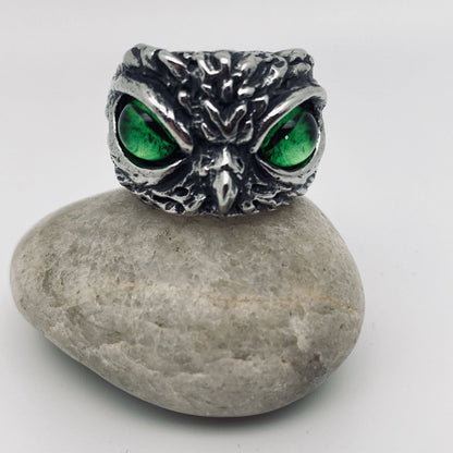 Retro Owl Devil's Eye Stainless Steel Men's Ring
