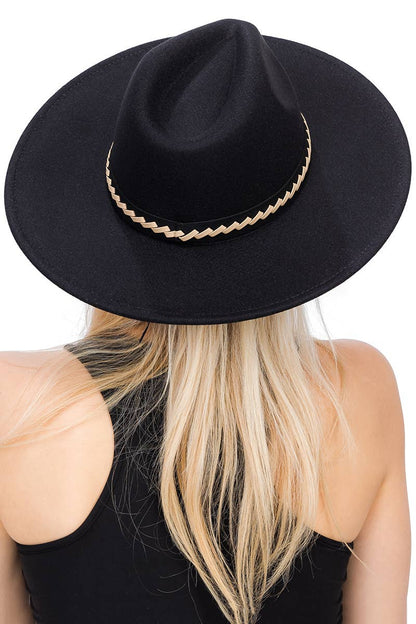 Faux Suede Leather Band Faux Wool Rancher Hat