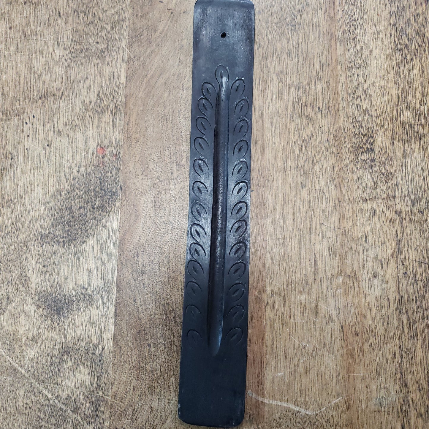 Incense Flat Tray Burner Ash Catcher Black with Carvings