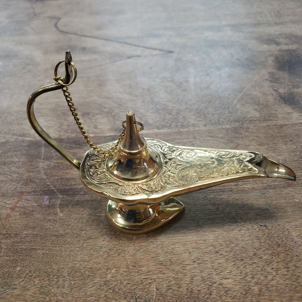 Brass Chiraf Aladdin’s Oil Lamp Cone Incense Burner Brass