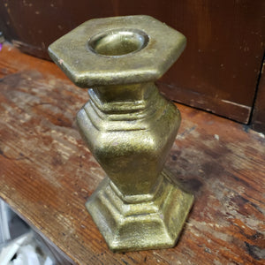 Gold Painted Terra Cotta Taper Candle Holder