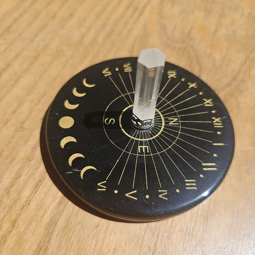 Black agate and crystal sun clock
