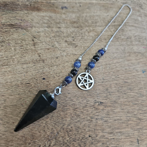 Obsidian Pendulum w/Pentagram Charm