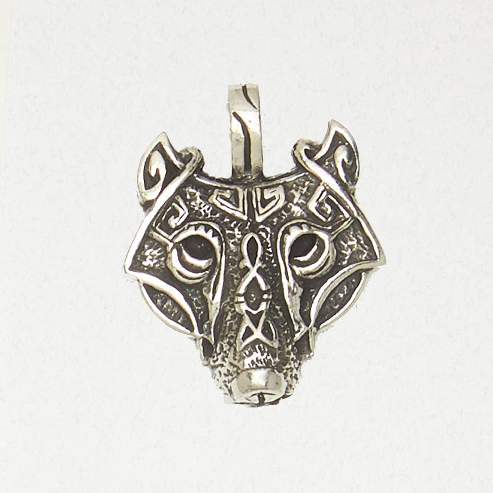 Norse Pewter Pendant Necklace – Viking Wolf's Head