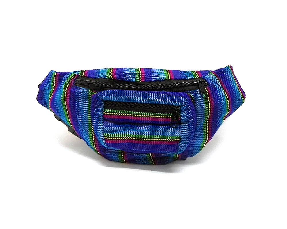 Woven Striped Guatemalan 3 Zipper Fanny Pack