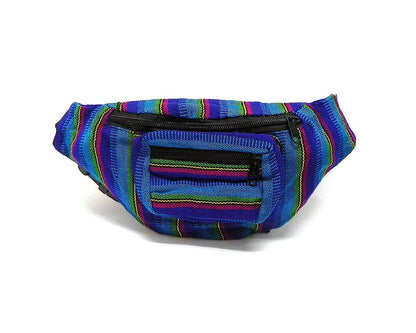 Woven Striped Guatemalan 3 Zipper Fanny Pack
