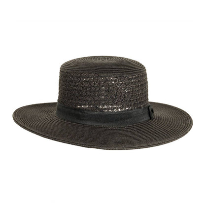 Sewn Paper Braid Boater Sun Hat - Style Rialto