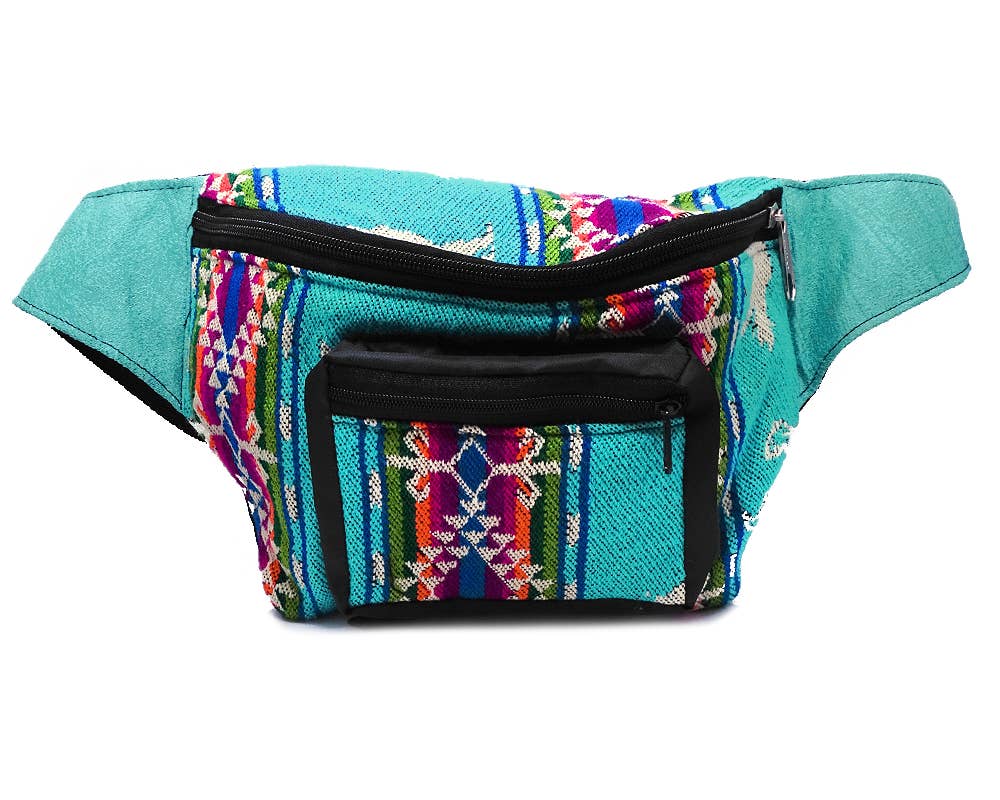 Large Tribal Striped Ecuadorian 2 Zipper Fanny Pack