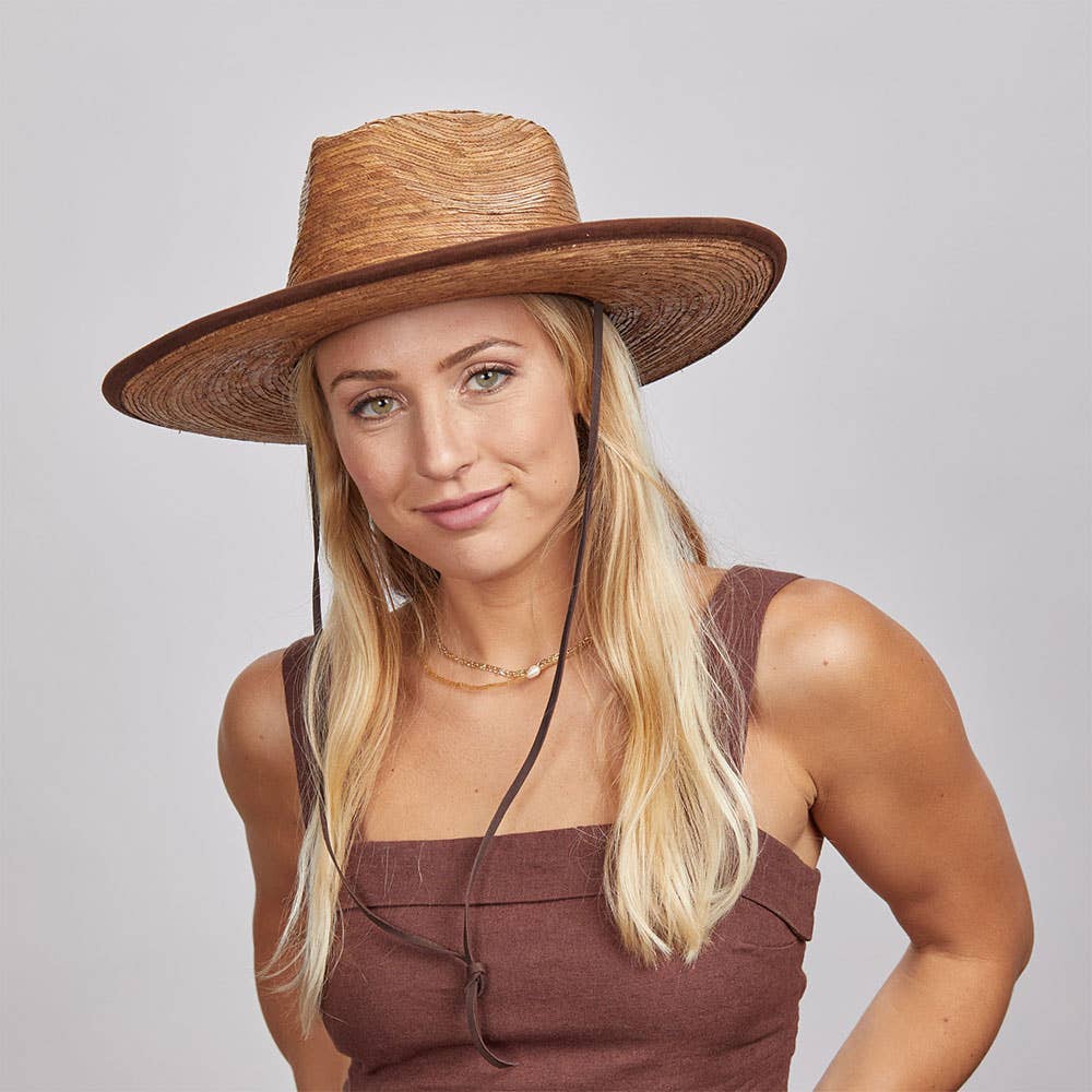 Wide Brim Palm Leaf Sun Hat - Style Otto Cocoa