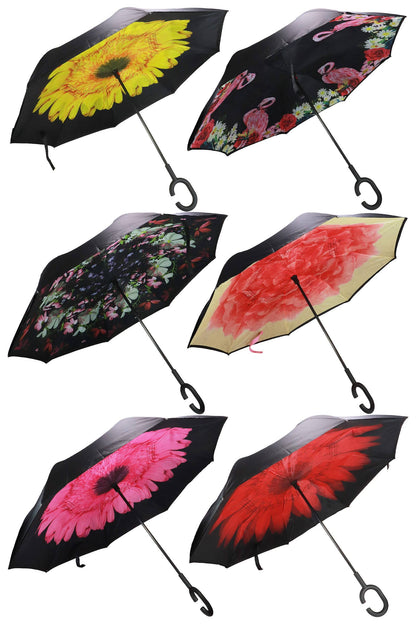 Reverse Manual Inside-out Open-fold Double Canopy Umbrella
