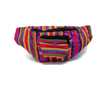 Woven Striped Guatemalan 3 Zipper Fanny Pack