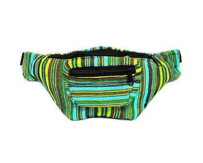 Woven Striped Guatemalan 3 Zipper Fanny Pack