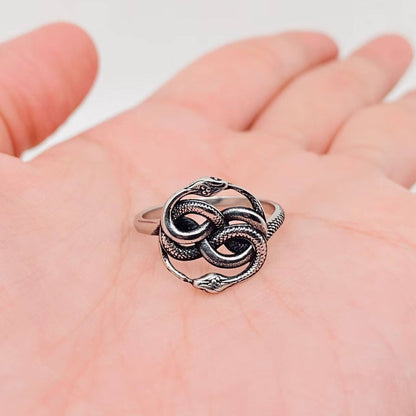 Double Snake Entanglement Stainless Steel Ring