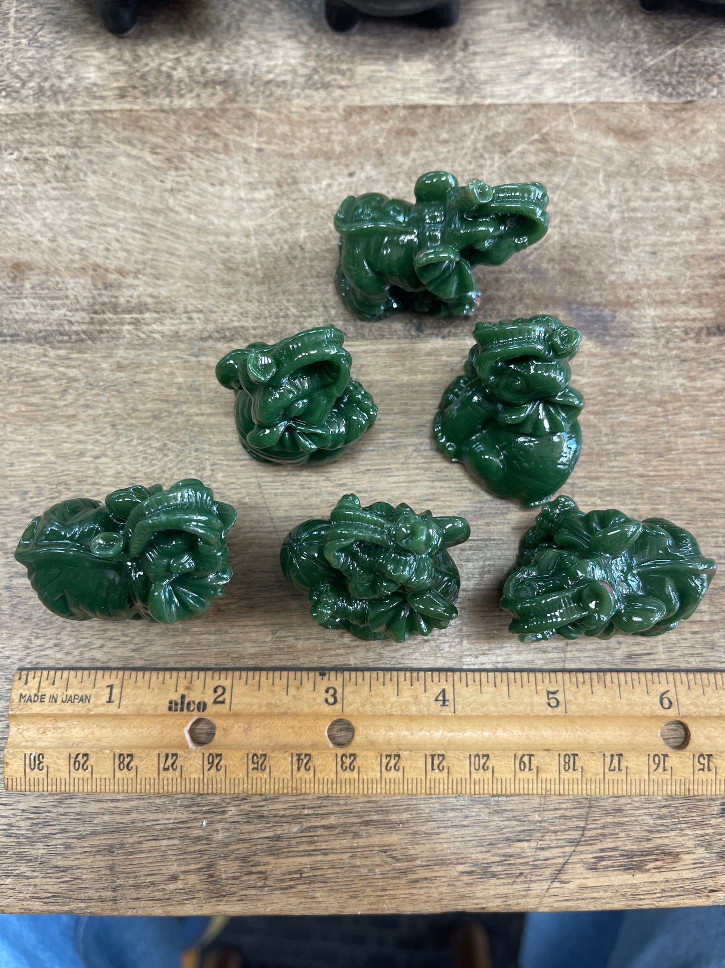 Elephant Figure Green Resin