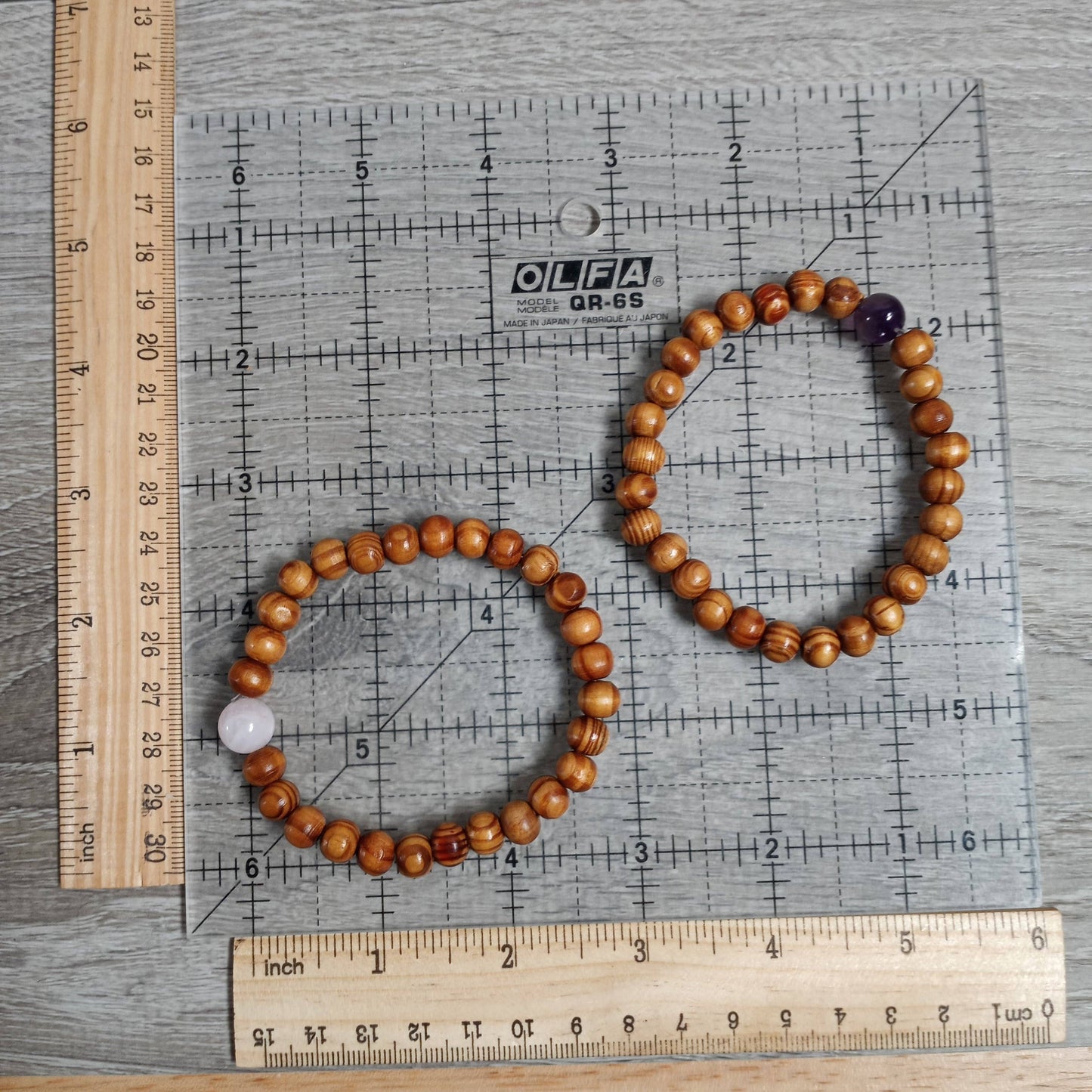 Assorted Gemstone with Wood Beads Bracelet Stretchy String