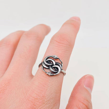 Double Snake Entanglement Stainless Steel Ring