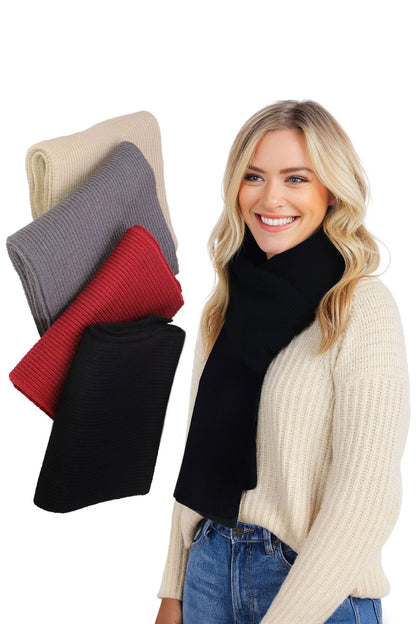 Solid Wide Rib Knitted Wrap Scarf - 57 Inch