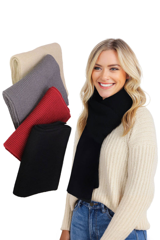 Solid Wide Rib Knitted Wrap Scarf - 57 Inch