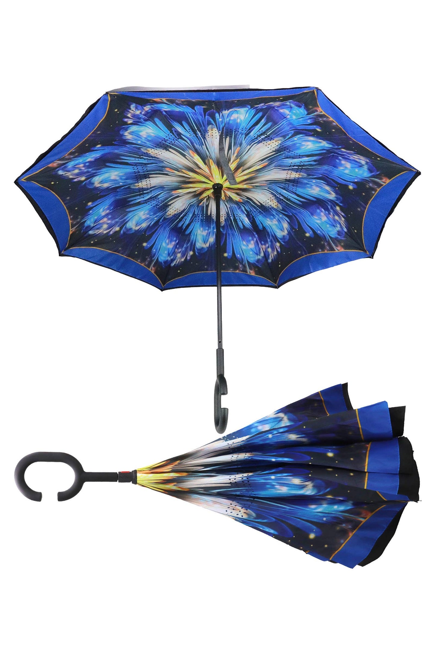 Reverse Manual Inside-out Open-fold Double Canopy Umbrella