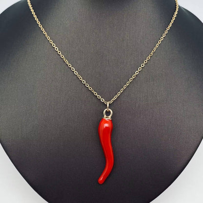 Enamel Pepper 18K Gold Plated Stainless Steel Necklace -FGS