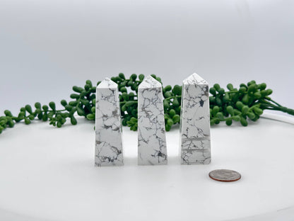 White Howlite Gemstone Tower Obelisk 4 Faceted 7.5CM Aprox