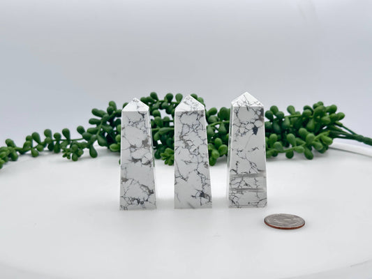 White Howlite Gemstone Tower Obelisk 4 Faceted 7.5CM Aprox