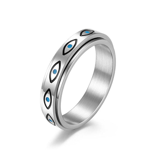 Eye of Horus Stainless Steel Spinner Ring