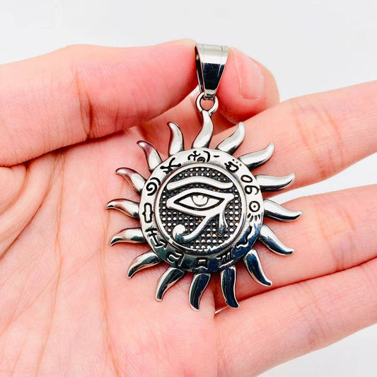 Vintage Horus Eye Sun Stainless Steel Pendant -