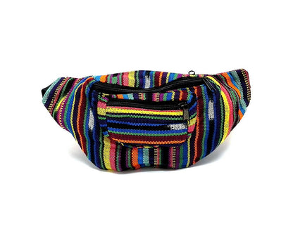 Woven Striped Guatemalan 3 Zipper Fanny Pack