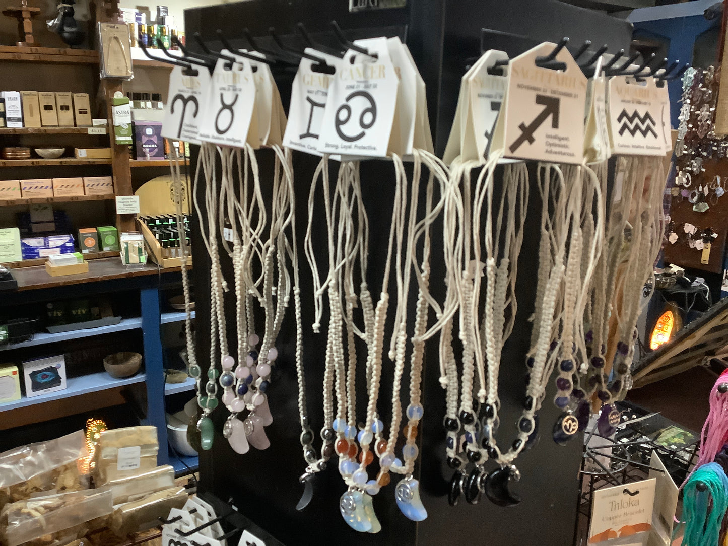 Zodiac Hemp and Gemstone Necklace