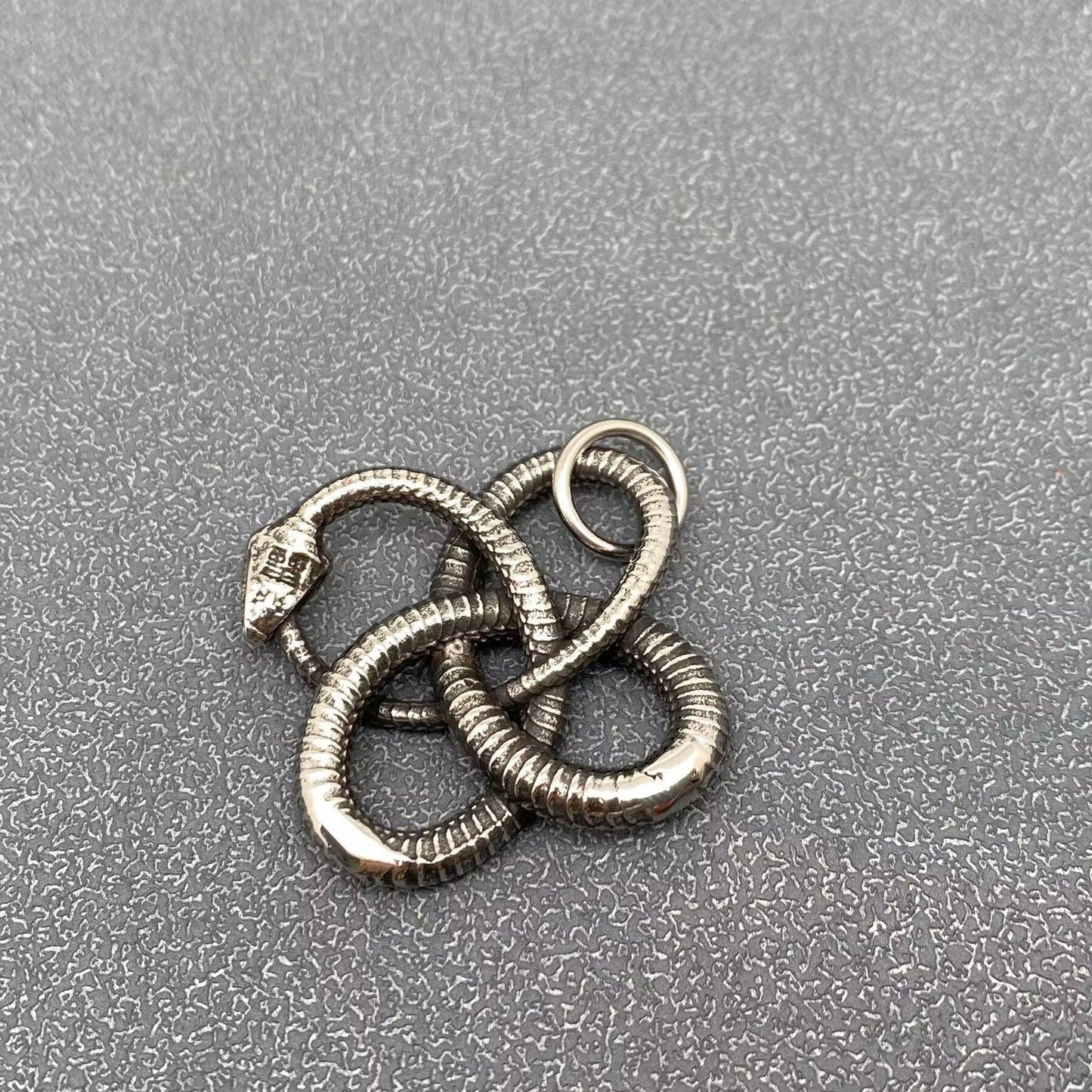 Stainless Steel Ouroboros Blackening Snake Pendant