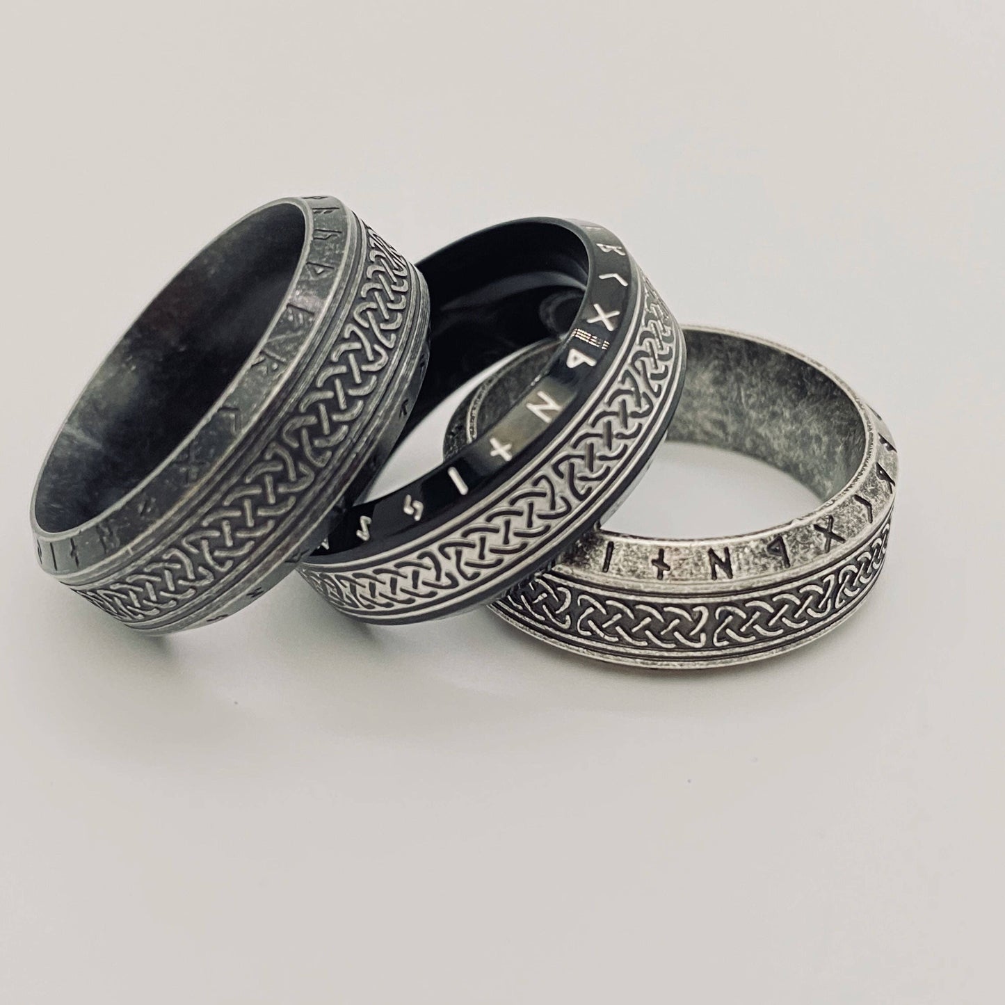 Stainless Steel Vintage Celtic knot Viking Rune Ring - MJ/MR