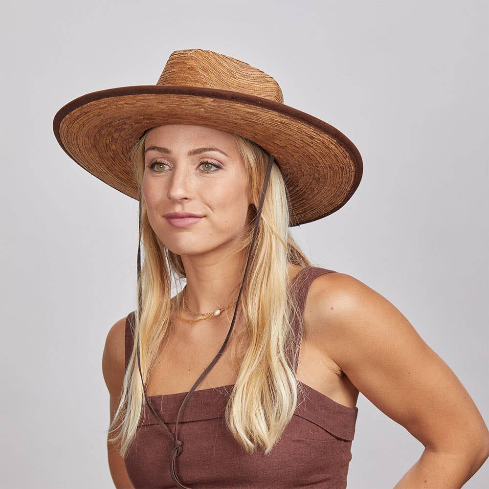 Wide Brim Palm Leaf Sun Hat - Style Otto Cocoa
