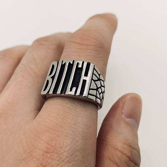 Stainless Steel BITCH Ring For Man and Women