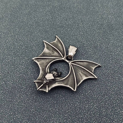 Gothic Stainless Steel Bat Pendant - MJ/MNP/GT