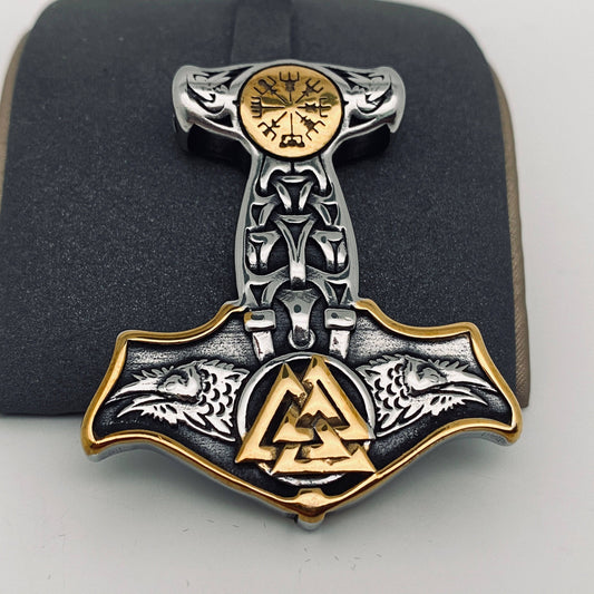 Valknut Hammer Viking Stainless Steel Pendant - MJ/MMP