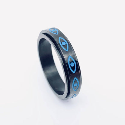 Eye of Horus Stainless Steel Spinner Ring