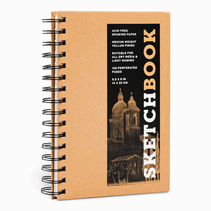 Small Sketchbook 5.5 x 8"-  Spiral Hardcover (Kraft)