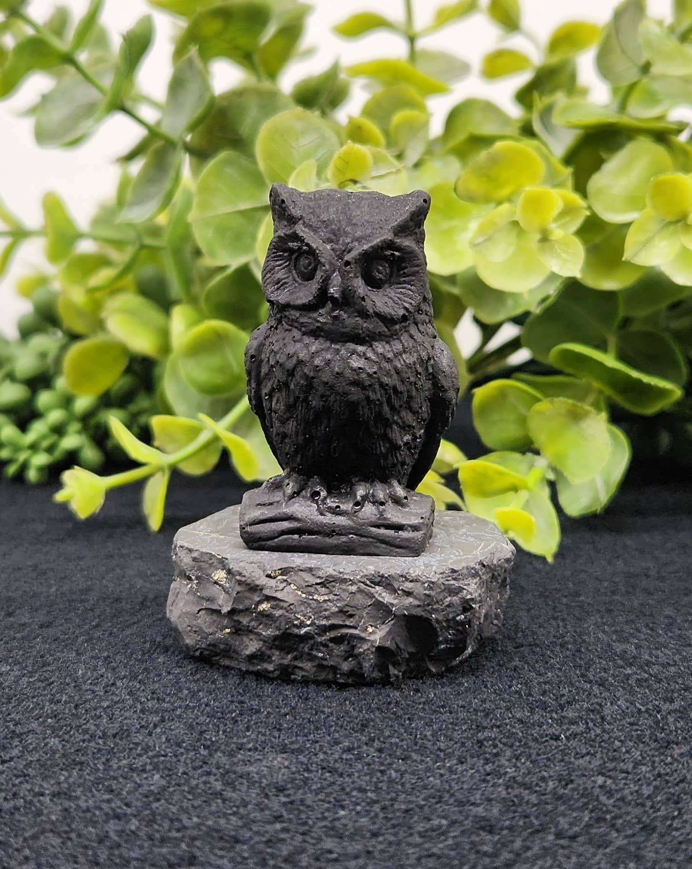 Shungite Figurine Owl Facing Front (2.25x1.75x2.25")