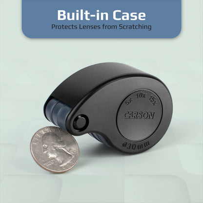 5x/10x/15x Folding Loupe Magnifying Glass with Built-In Case