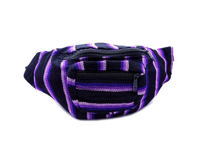Woven Striped Guatemalan 3 Zipper Fanny Pack