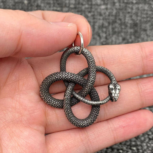 Stainless Steel Ouroboros Blackening Snake Pendant