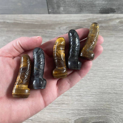 Tiger Eye Crystal Phallic Figurine - Penis – Carved Gemstone Statue